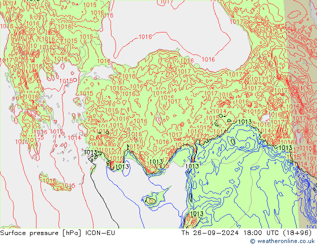 pression de l'air ICON-EU jeu 26.09.2024 18 UTC