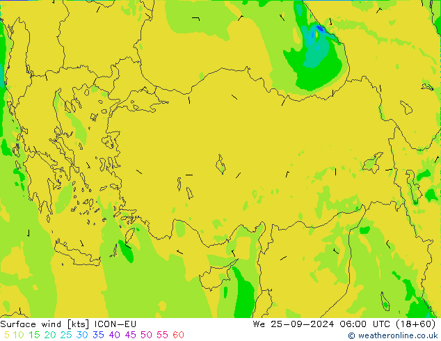 Surface wind ICON-EU St 25.09.2024 06 UTC