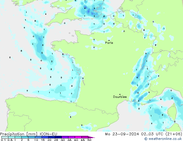 precipitação ICON-EU Seg 23.09.2024 03 UTC