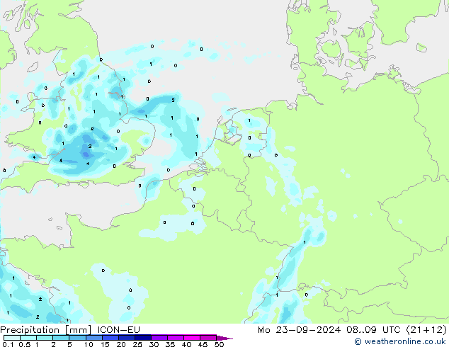 Neerslag ICON-EU ma 23.09.2024 09 UTC