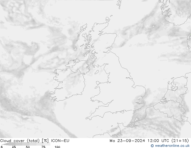 Nuages (total) ICON-EU lun 23.09.2024 12 UTC