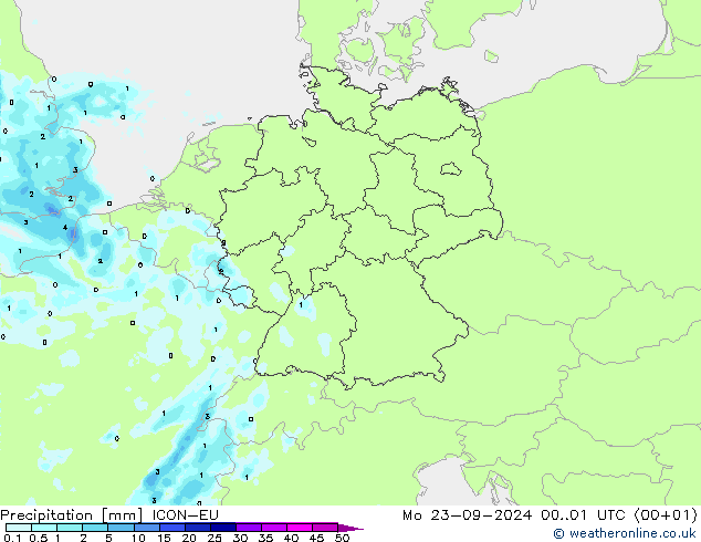 Neerslag ICON-EU ma 23.09.2024 01 UTC