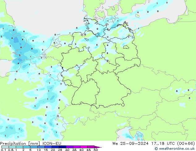 Precipitation ICON-EU We 25.09.2024 18 UTC