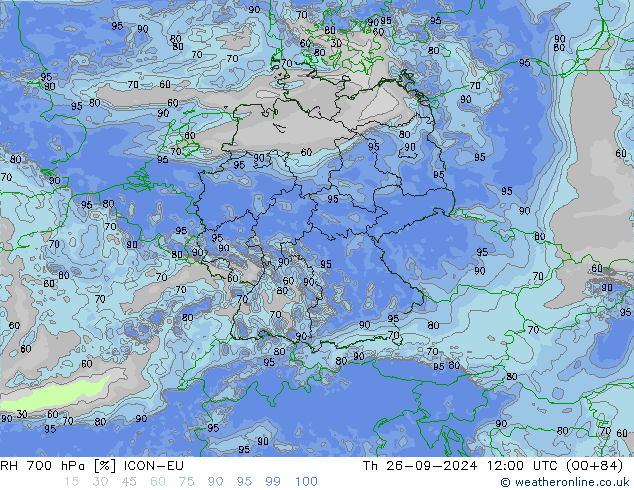 RH 700 hPa ICON-EU Do 26.09.2024 12 UTC