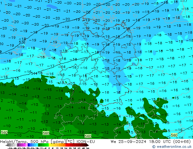 Height/Temp. 500 hPa ICON-EU We 25.09.2024 18 UTC