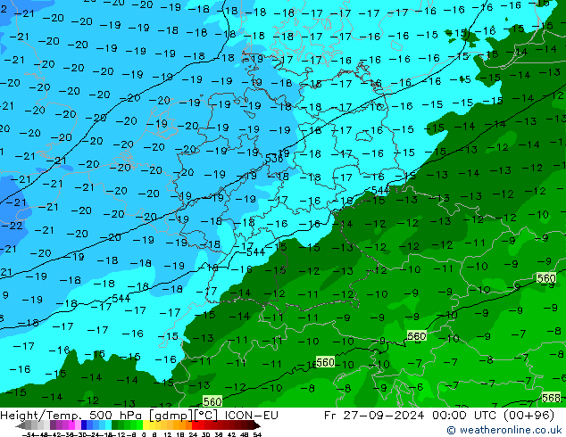 Yükseklik/Sıc. 500 hPa ICON-EU Cu 27.09.2024 00 UTC