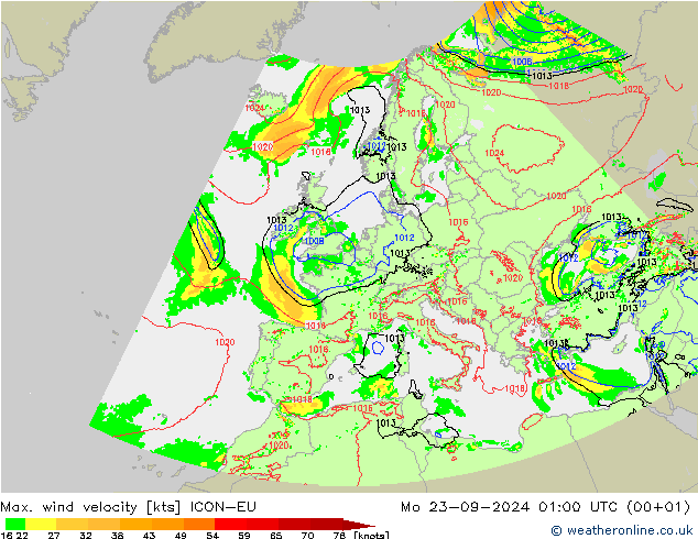 Windböen ICON-EU Mo 23.09.2024 01 UTC