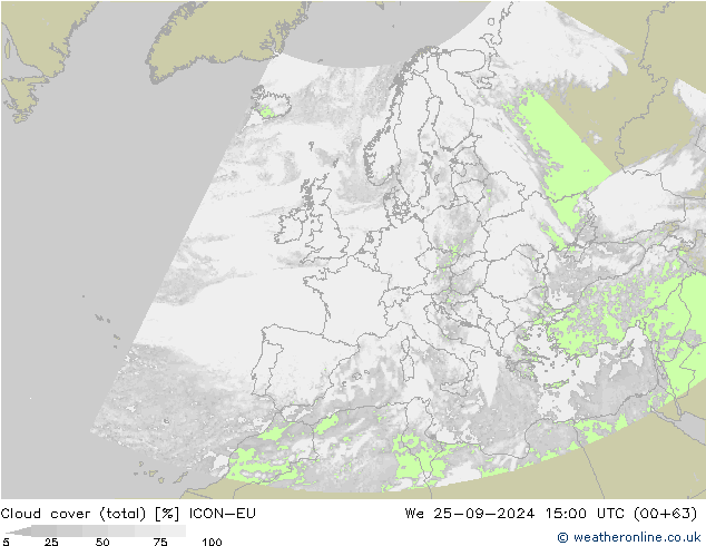 Wolken (gesamt) ICON-EU Mi 25.09.2024 15 UTC