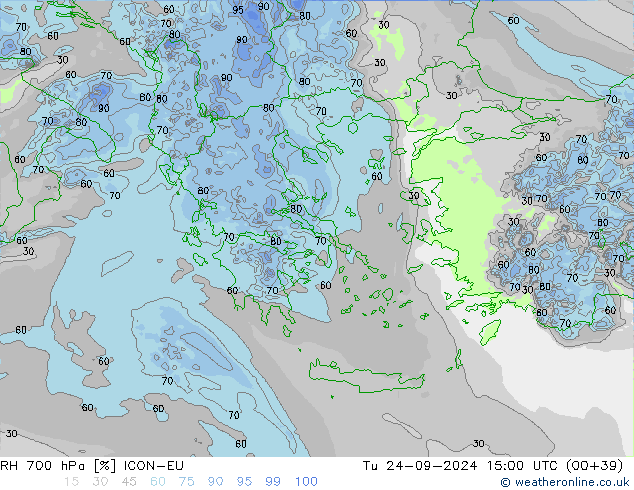 RH 700 hPa ICON-EU  24.09.2024 15 UTC