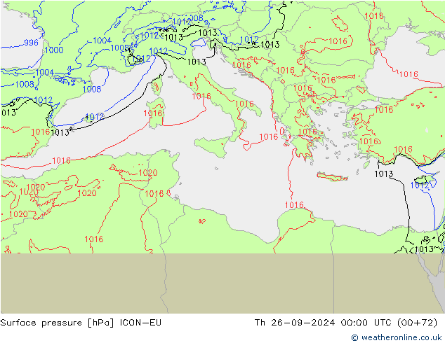 ciśnienie ICON-EU czw. 26.09.2024 00 UTC