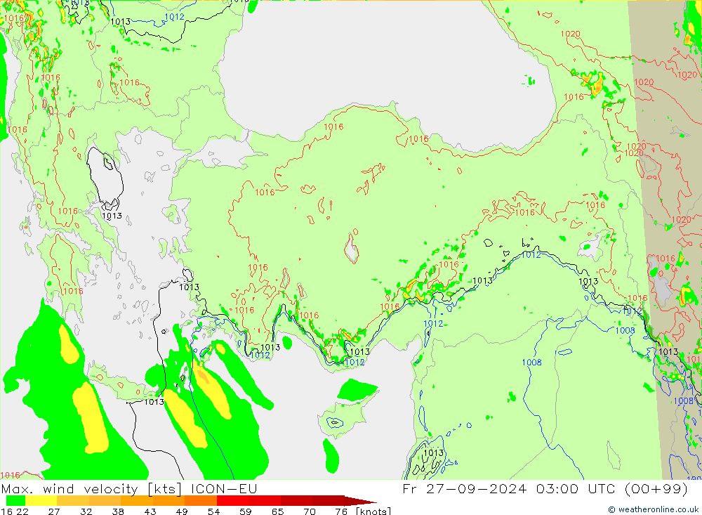 Max. wind velocity ICON-EU vie 27.09.2024 03 UTC