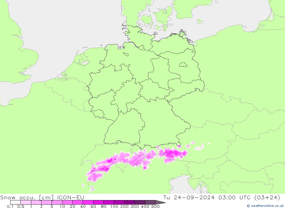 Toplam Kar ICON-EU Sa 24.09.2024 03 UTC