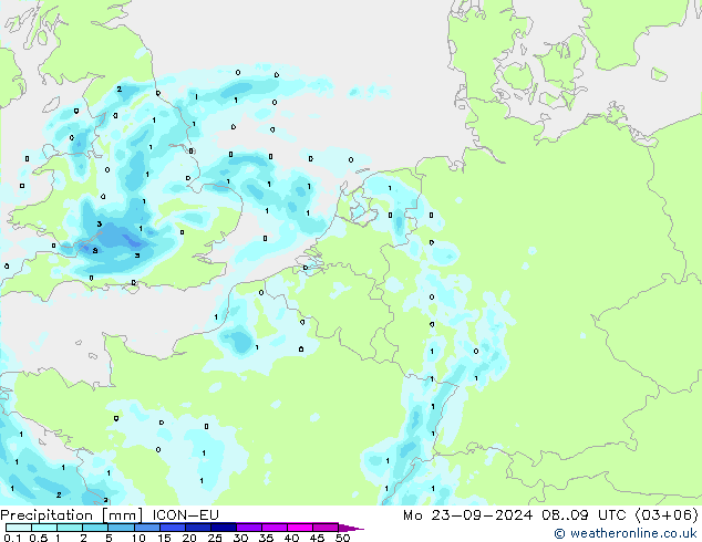 Precipitation ICON-EU Mo 23.09.2024 09 UTC