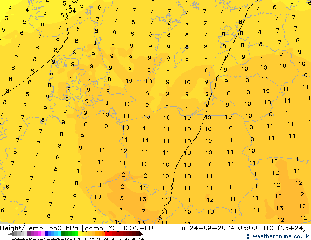 Height/Temp. 850 hPa ICON-EU Ter 24.09.2024 03 UTC