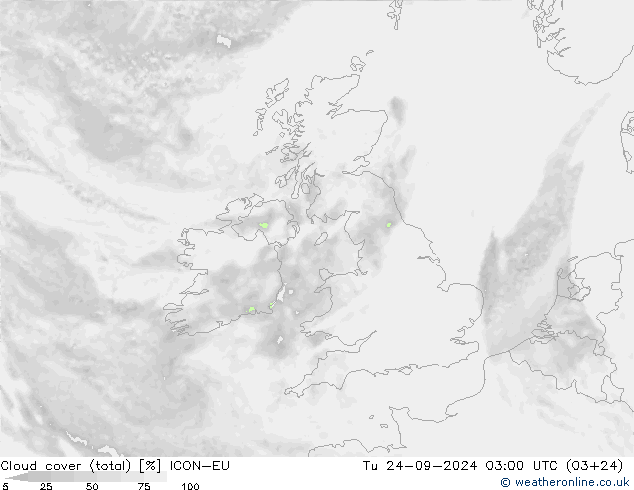 Nubi (totali) ICON-EU mar 24.09.2024 03 UTC