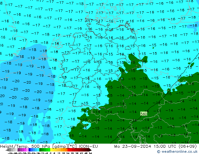 Geop./Temp. 500 hPa ICON-EU lun 23.09.2024 15 UTC