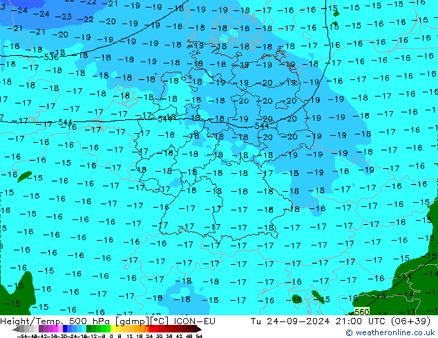 Height/Temp. 500 hPa ICON-EU Ter 24.09.2024 21 UTC