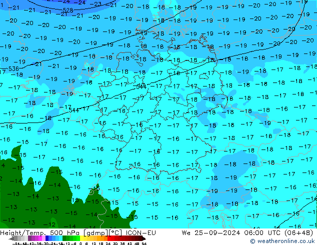 Height/Temp. 500 hPa ICON-EU  25.09.2024 06 UTC