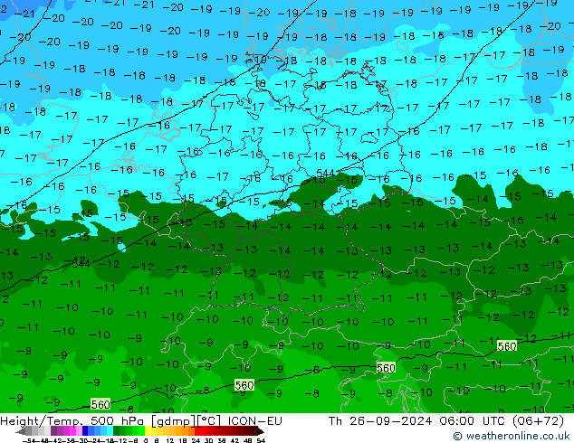 Height/Temp. 500 hPa ICON-EU Do 26.09.2024 06 UTC