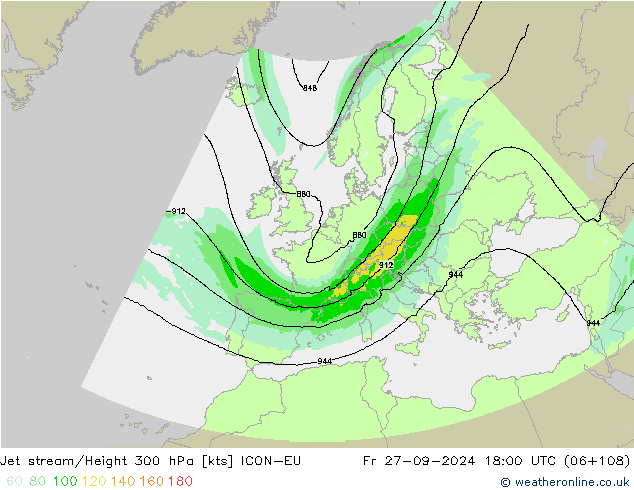 Jet Akımları ICON-EU Cu 27.09.2024 18 UTC