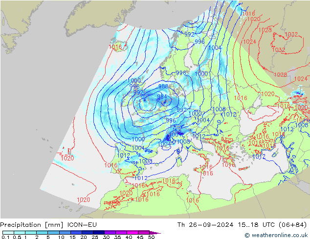 Precipitación ICON-EU jue 26.09.2024 18 UTC