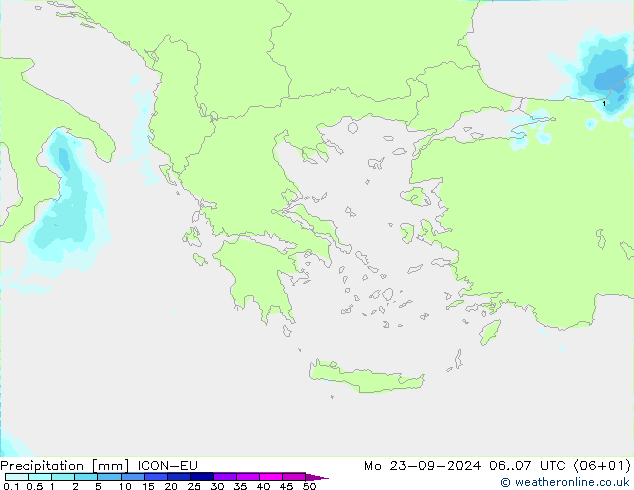 Précipitation ICON-EU lun 23.09.2024 07 UTC