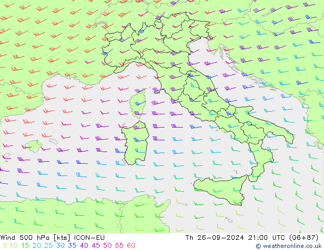 Wind 500 hPa ICON-EU Th 26.09.2024 21 UTC