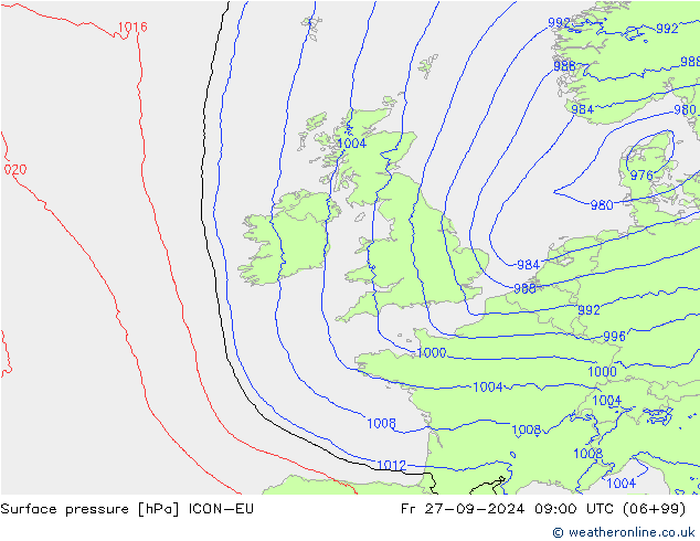 Bodendruck ICON-EU Fr 27.09.2024 09 UTC