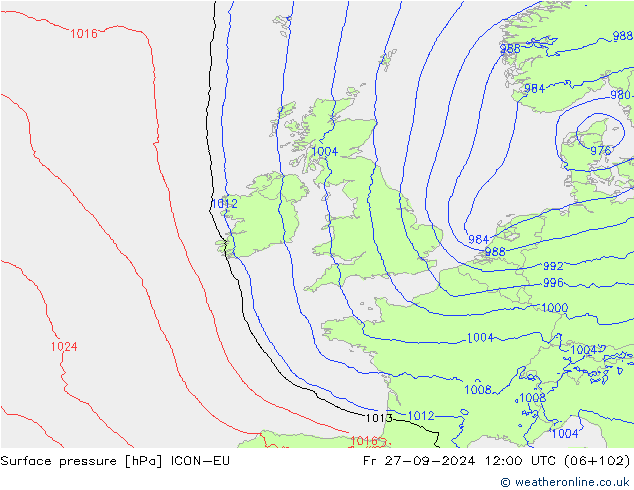 pression de l'air ICON-EU ven 27.09.2024 12 UTC