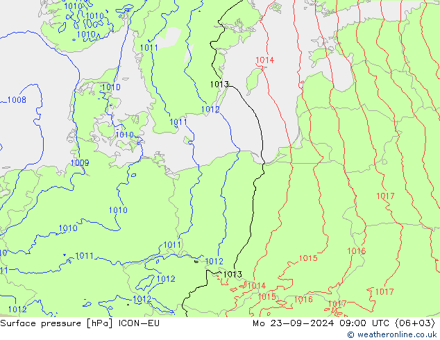 Luchtdruk (Grond) ICON-EU ma 23.09.2024 09 UTC