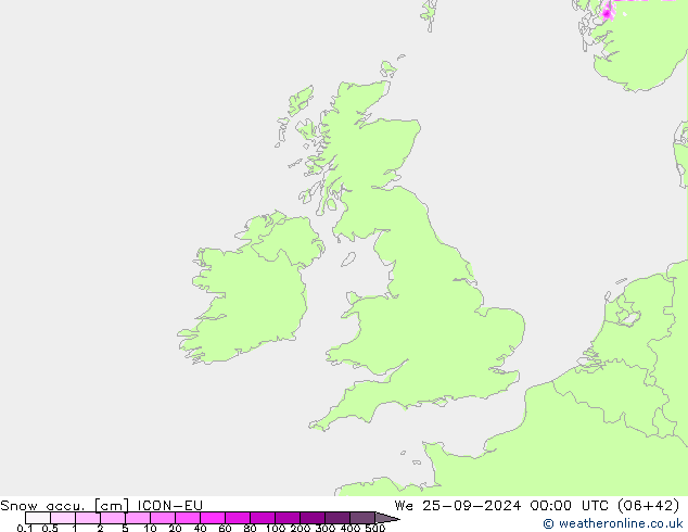 Totale sneeuw ICON-EU wo 25.09.2024 00 UTC