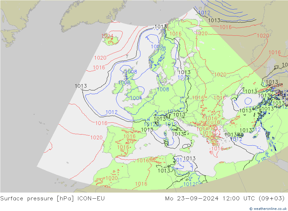 ciśnienie ICON-EU pon. 23.09.2024 12 UTC