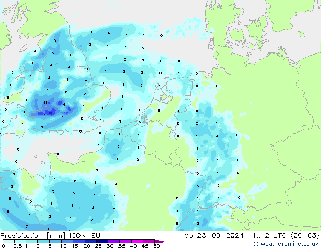 осадки ICON-EU пн 23.09.2024 12 UTC