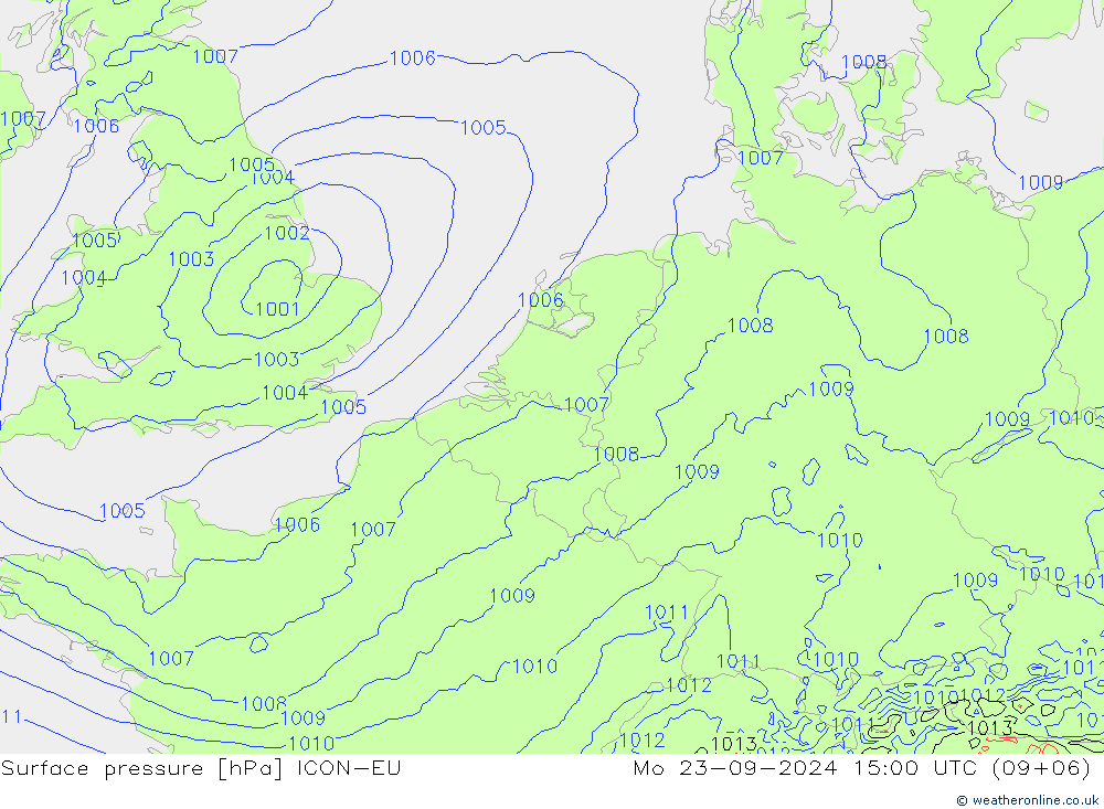 Bodendruck ICON-EU Mo 23.09.2024 15 UTC