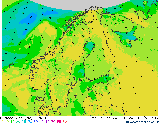 Bodenwind ICON-EU Mo 23.09.2024 10 UTC