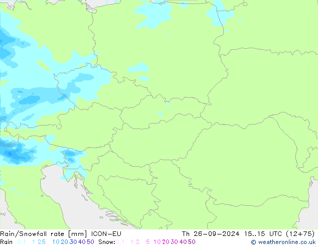 Rain/Snowfall rate ICON-EU jue 26.09.2024 15 UTC