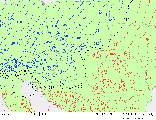 приземное давление ICON-EU чт 26.09.2024 00 UTC