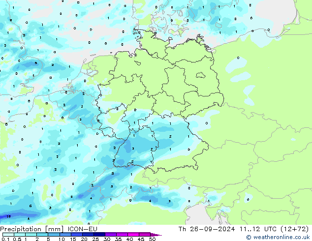 Precipitazione ICON-EU gio 26.09.2024 12 UTC