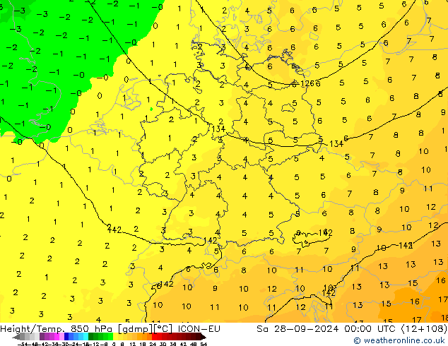 Height/Temp. 850 hPa ICON-EU Sa 28.09.2024 00 UTC