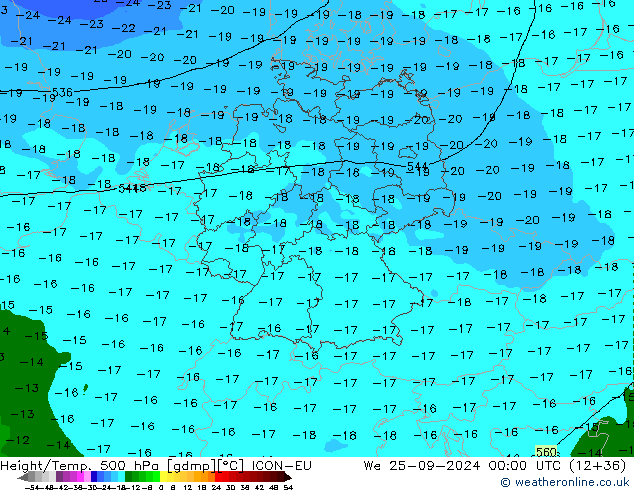 Height/Temp. 500 hPa ICON-EU We 25.09.2024 00 UTC