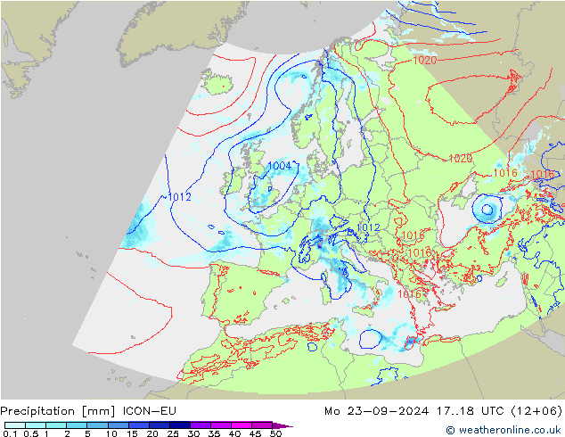 Precipitación ICON-EU lun 23.09.2024 18 UTC