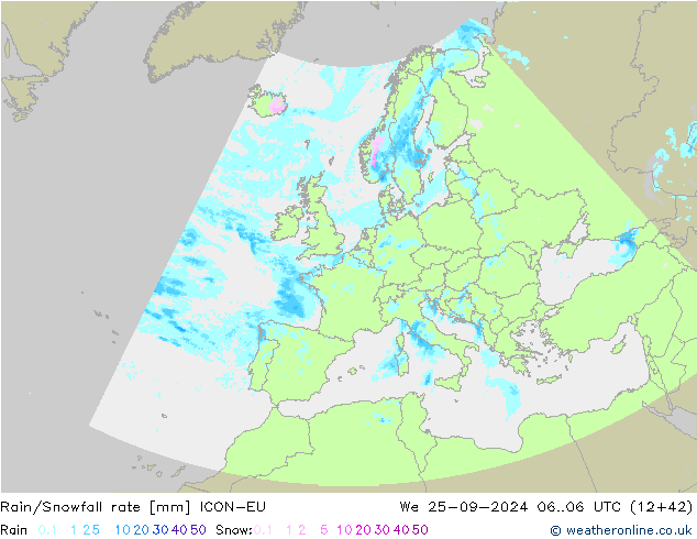 Kar/Yağmur Oranı ICON-EU Çar 25.09.2024 06 UTC