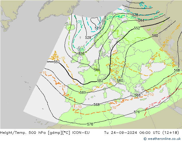 Géop./Temp. 500 hPa ICON-EU mar 24.09.2024 06 UTC