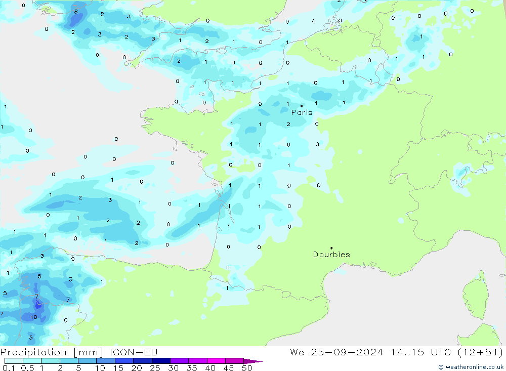 Yağış ICON-EU Çar 25.09.2024 15 UTC