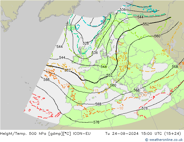 Hoogte/Temp. 500 hPa ICON-EU di 24.09.2024 15 UTC