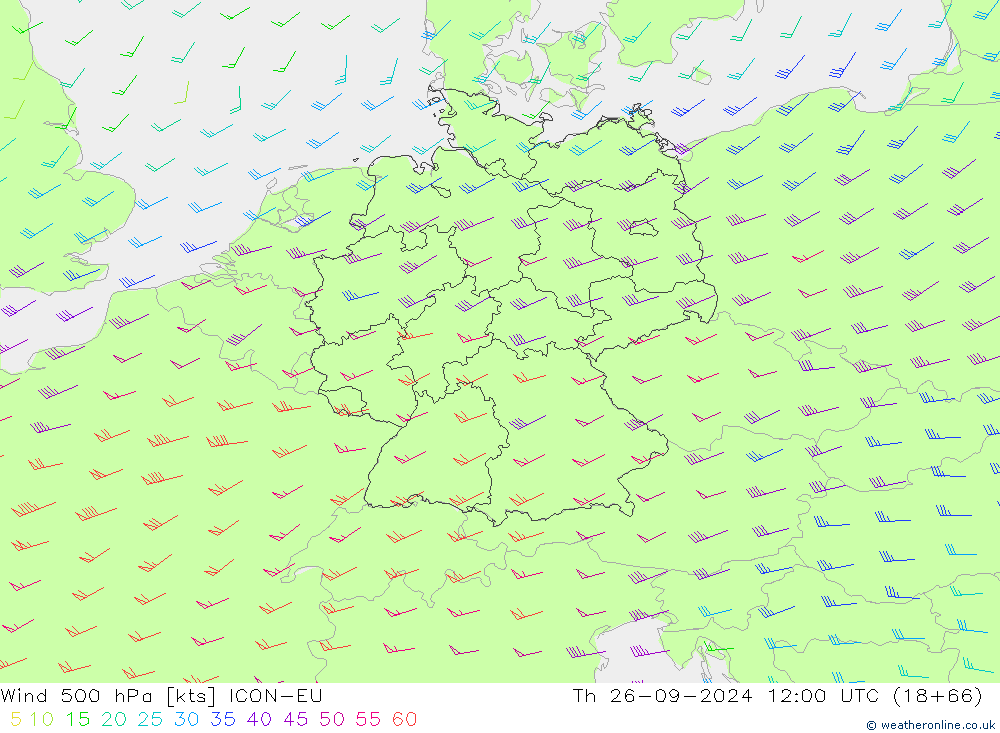 Wind 500 hPa ICON-EU do 26.09.2024 12 UTC