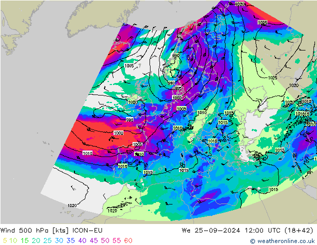 Wind 500 hPa ICON-EU St 25.09.2024 12 UTC