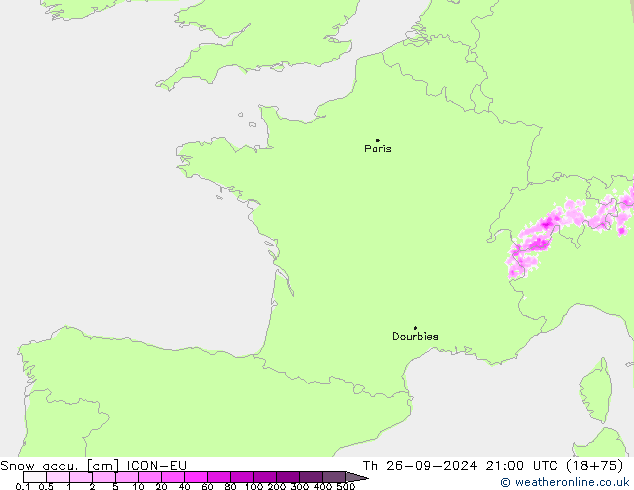 Schneemenge ICON-EU Do 26.09.2024 21 UTC