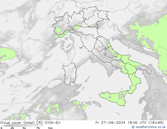 Bewolking (Totaal) ICON-EU vr 27.09.2024 18 UTC