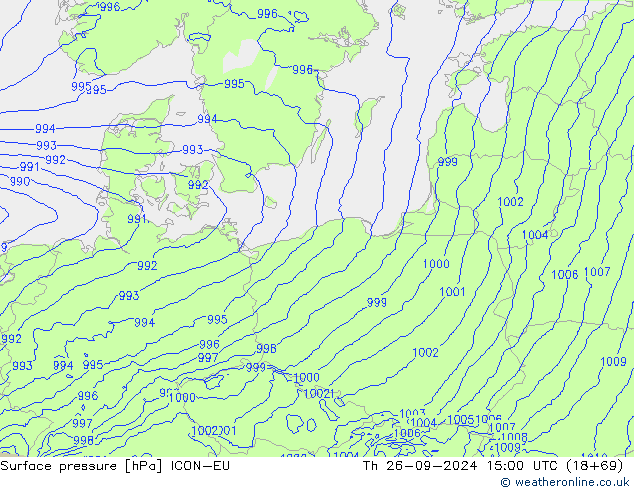 Yer basıncı ICON-EU Per 26.09.2024 15 UTC